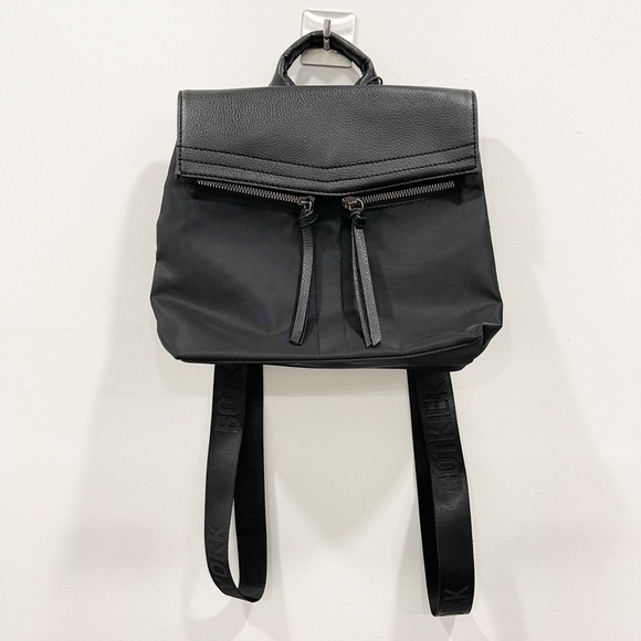 Botkier Nylon Leather Mini Backpack Spellout Straps Black New - Picture 1 of 11